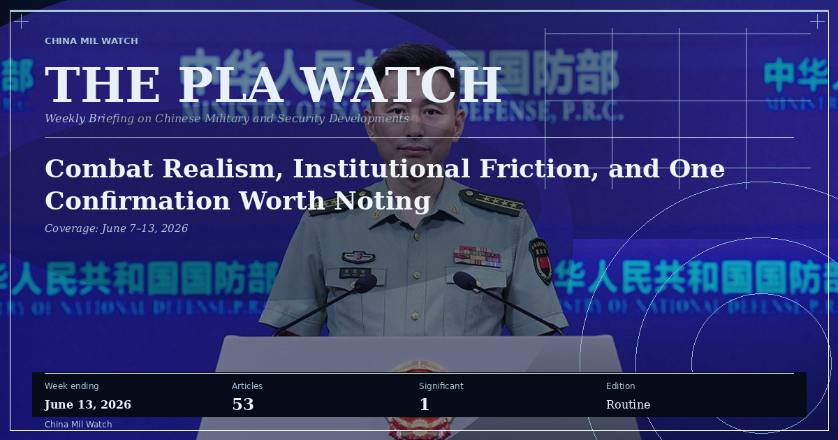 The PLA Watch — The PLA Watch: Combat Realism, Institutional Friction, and One Confirmation Worth Noting (issue cover)